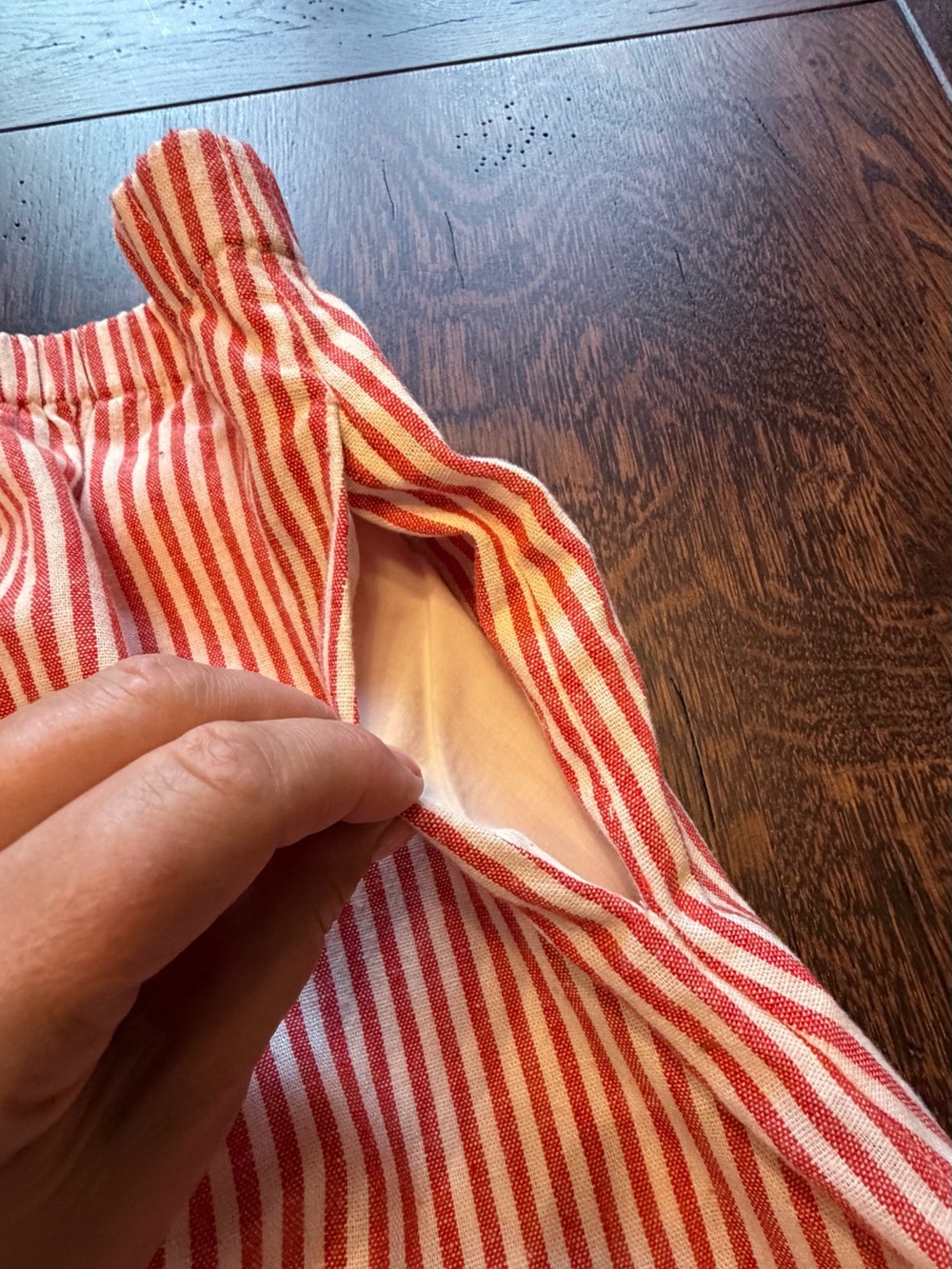 J. Crew Red/White Striped Elastic Waist Midi A-Line Skirt with pockets Small - Picture 4 of 11
